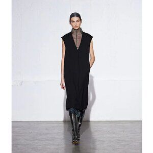 Tibi Melee Crepe V-Neck Dress With Organza Lining